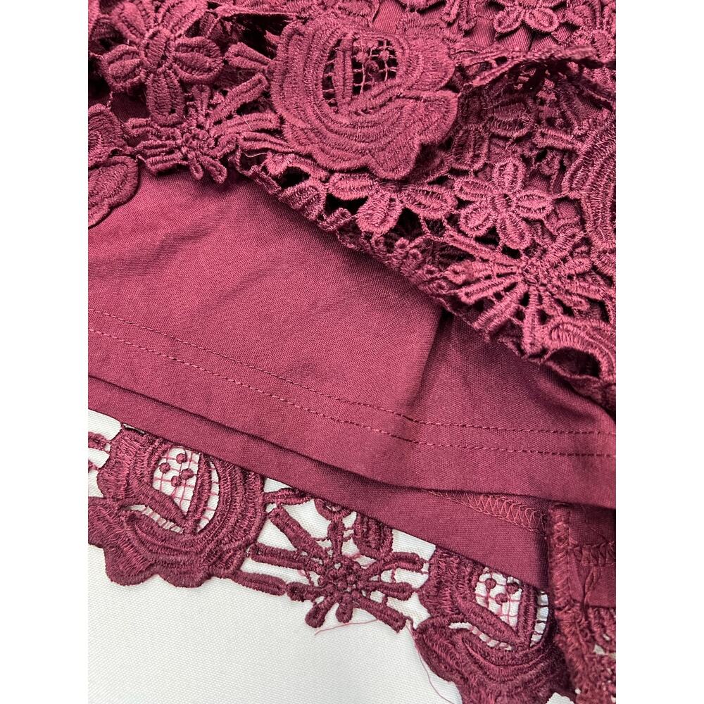 Lulus Burgundy Wine Floral Lace Overlay Bodycon Mini Dress Small NWT Cocktail - Picture 10 of 13